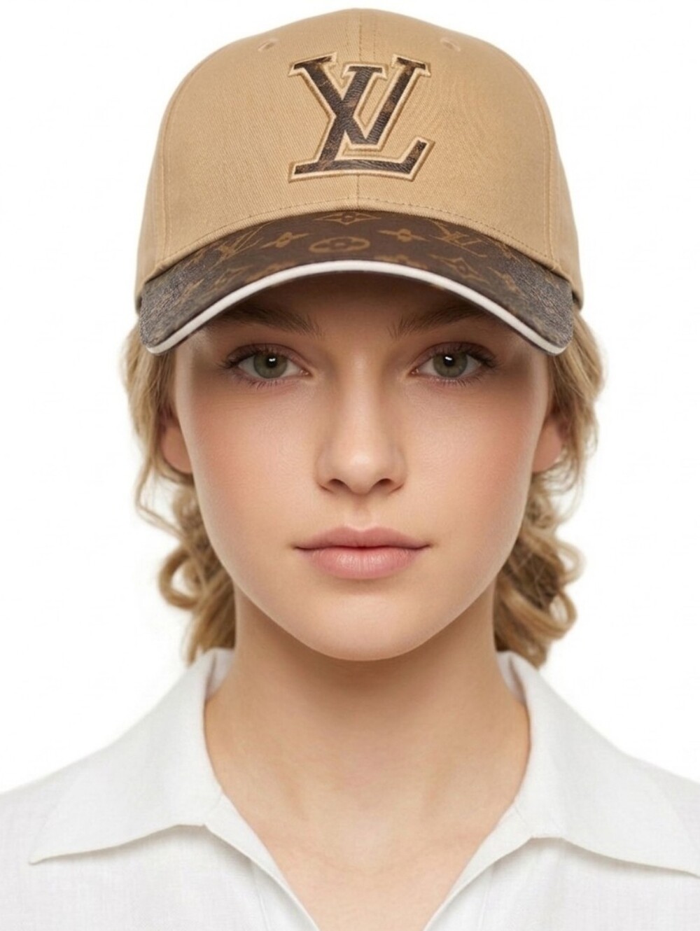 Luxury Fashion Tan and Brown Monogram Baseball Cap w/Tag Manufactured In China